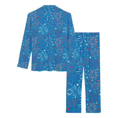 Firework Celebration Print Design LKS304 Women's Long Pajama Set