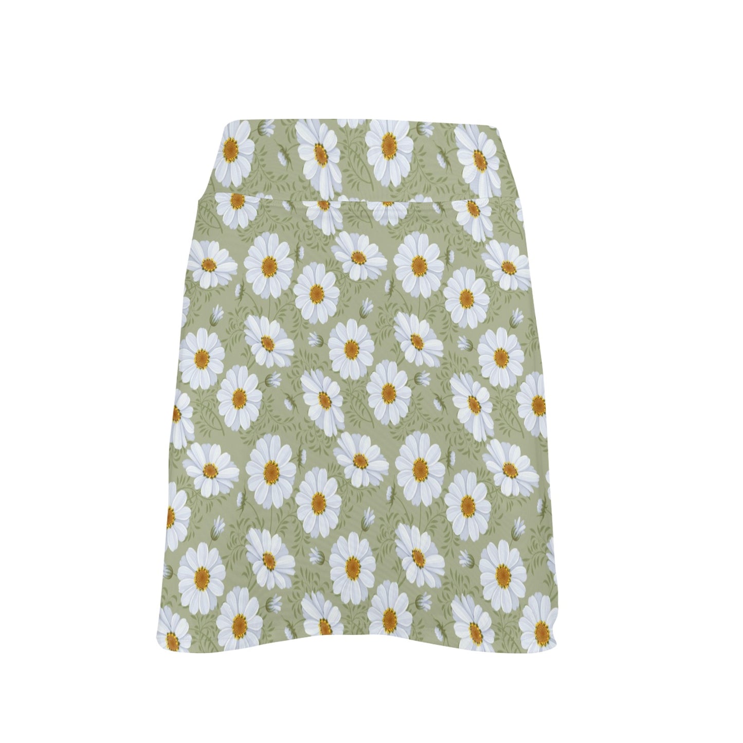 Daisy Yellow Print Pattern 17" Golf & Pickleball Skort with Pockets