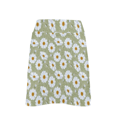Daisy Yellow Print Pattern 17" Golf & Pickleball Skort with Pockets