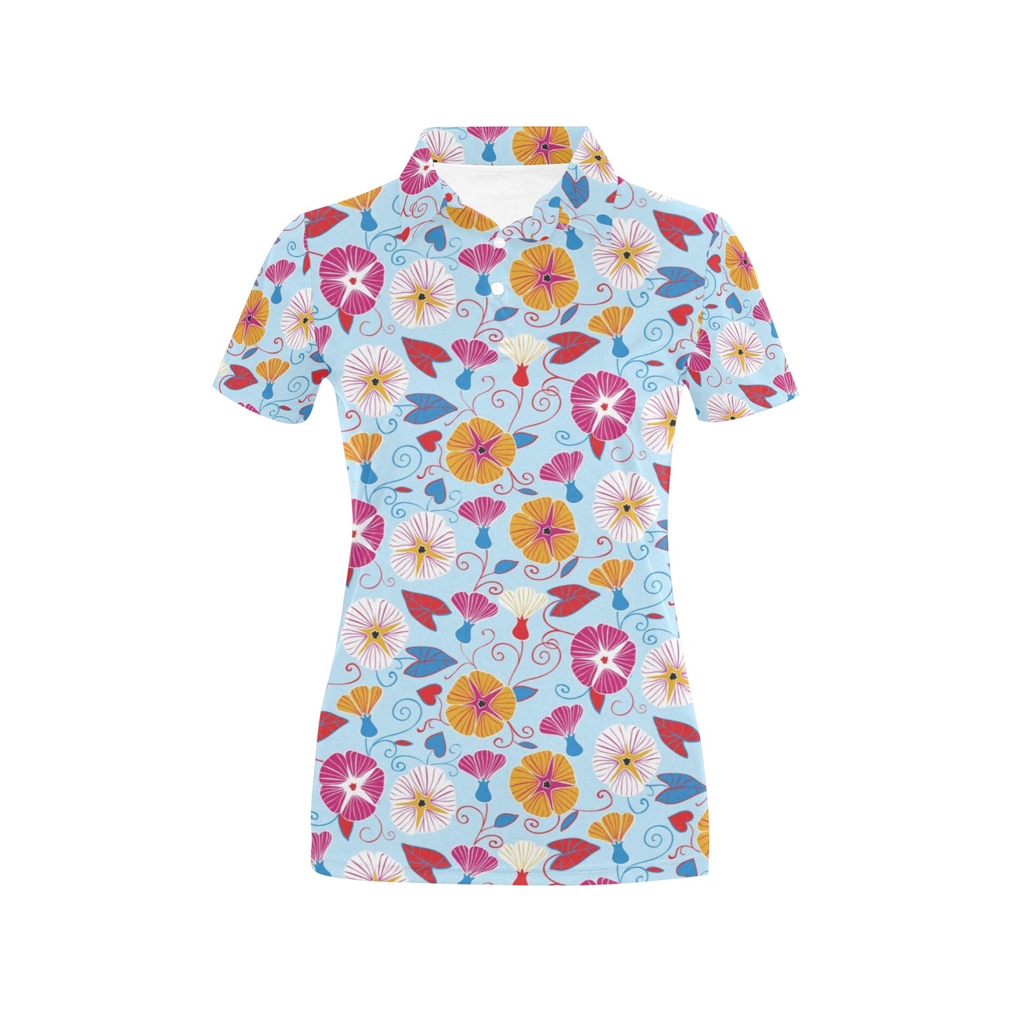Morning Glory Pattern Print Design MG06 Women's Polo Shirt
