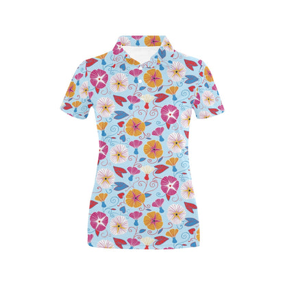 Morning Glory Pattern Print Design MG06 Women's Polo Shirt