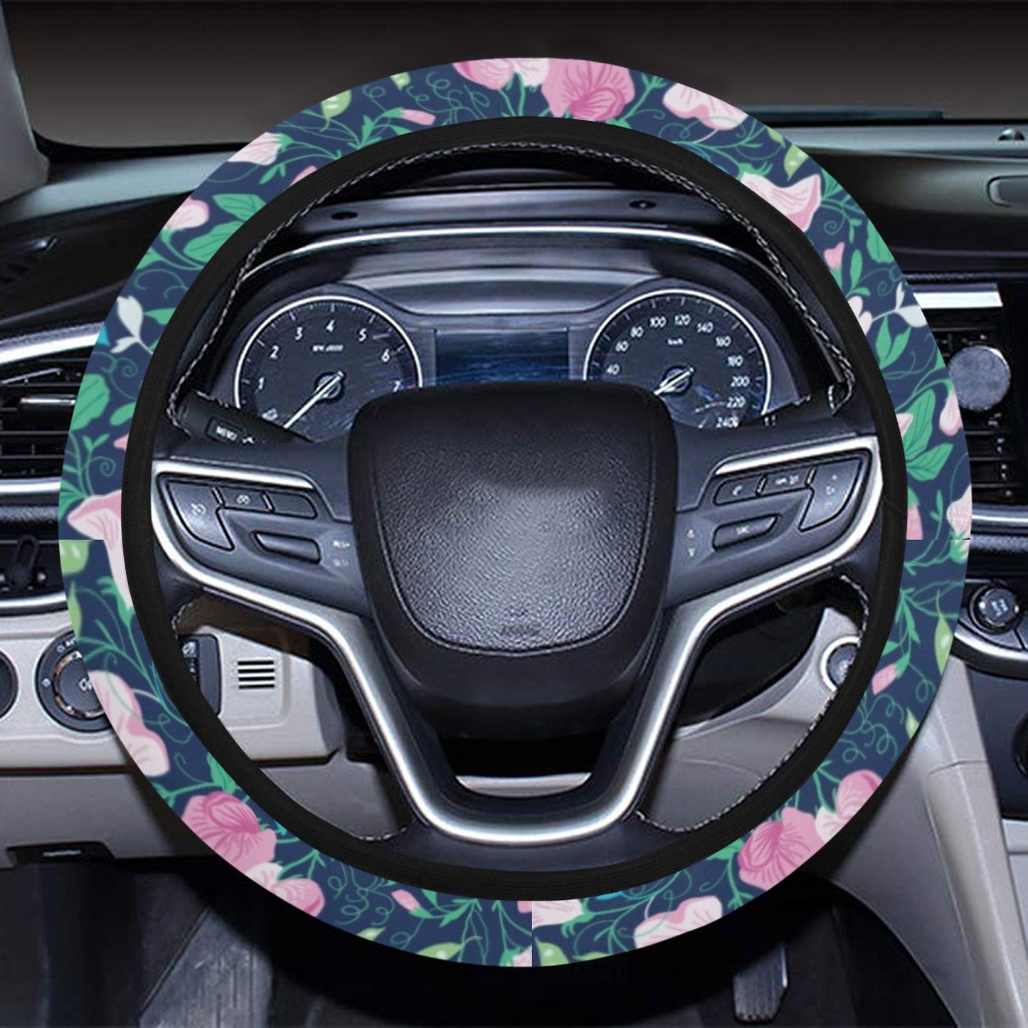 Sweet Pea Print Design LKS303 Steering Wheel Cover with Elastic Edge