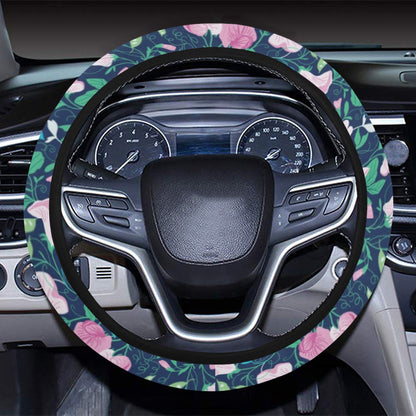 Sweet Pea Print Design LKS303 Steering Wheel Cover with Elastic Edge