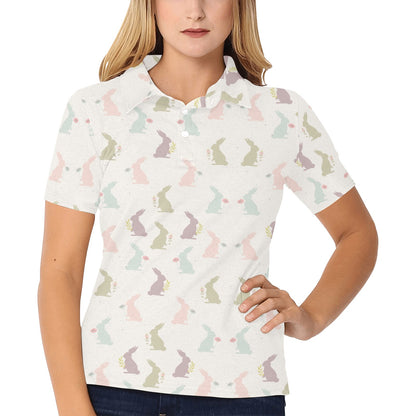 Bunny Pattern Print Design 05 Women's Polo Shirt