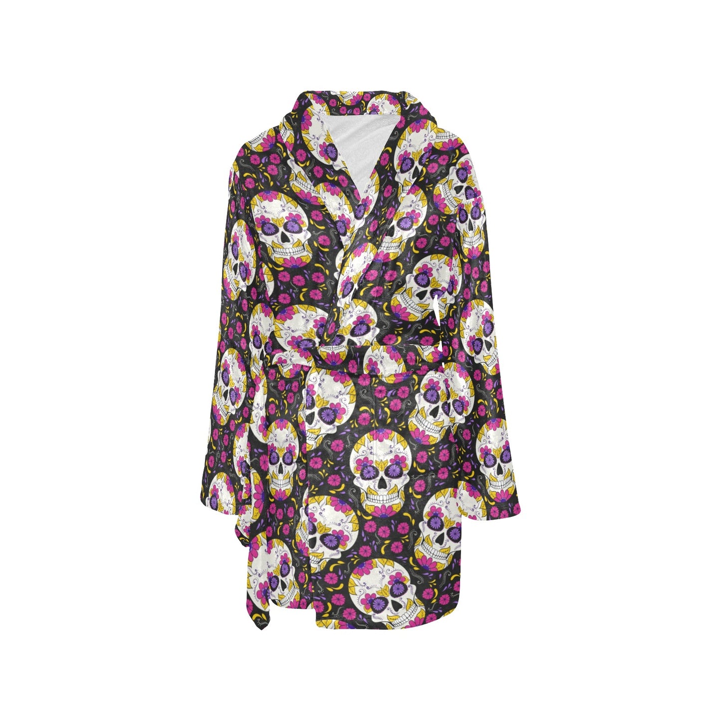 sugar skull Floral Pattern Women's Fleece Robe