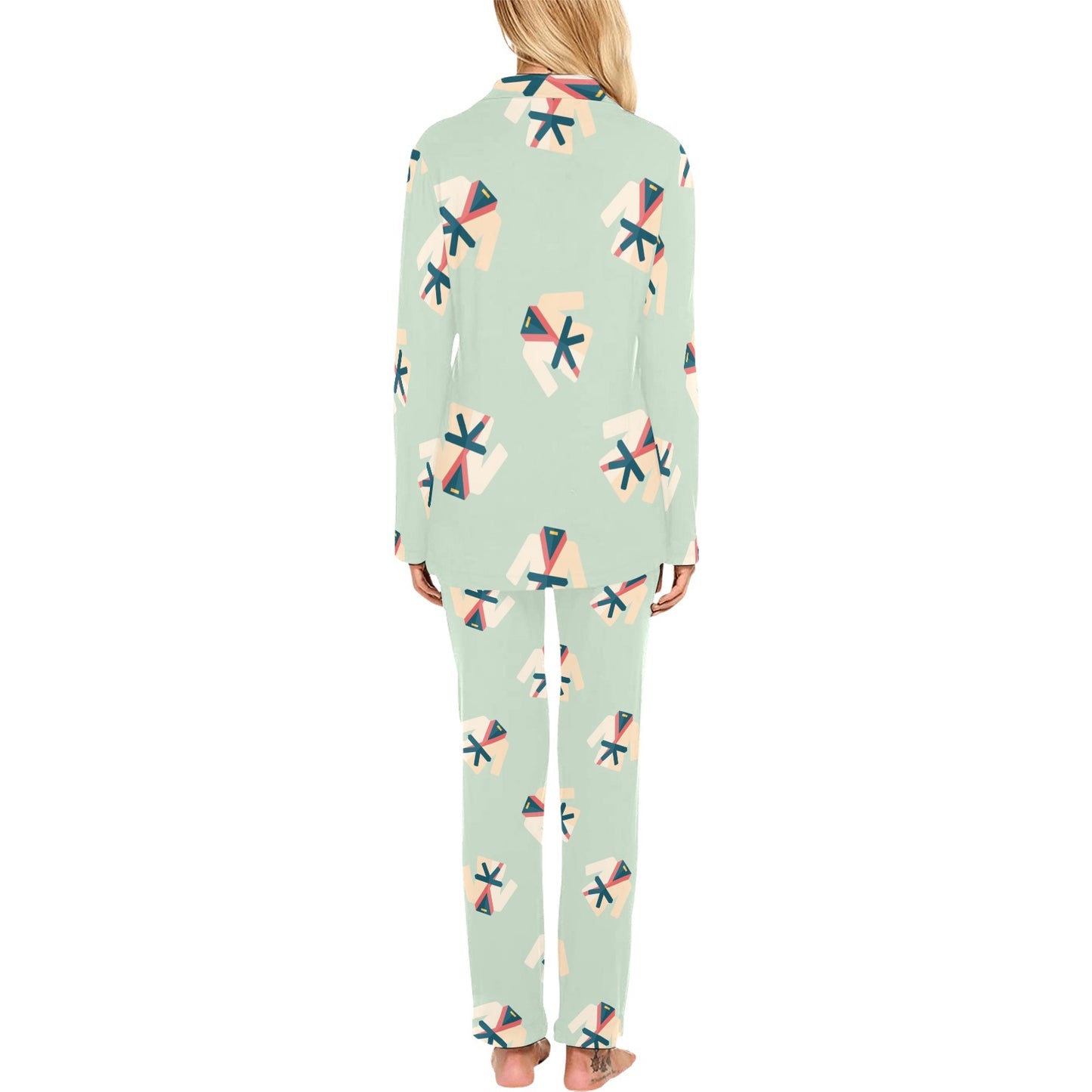 Karate Pattern Print Design 02 Women's Long Pajama Set