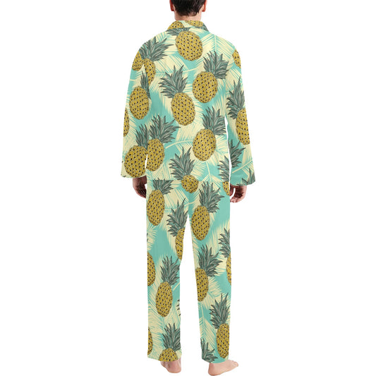 Pineapple Pattern Print Design PP03 Men's Long Pajama Set