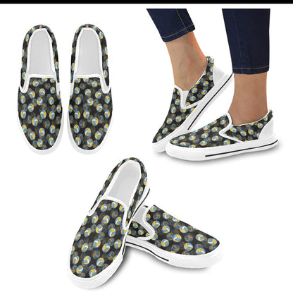 Volleyball Print Design LKS302 White Slip Ons Canvas Women's Shoes