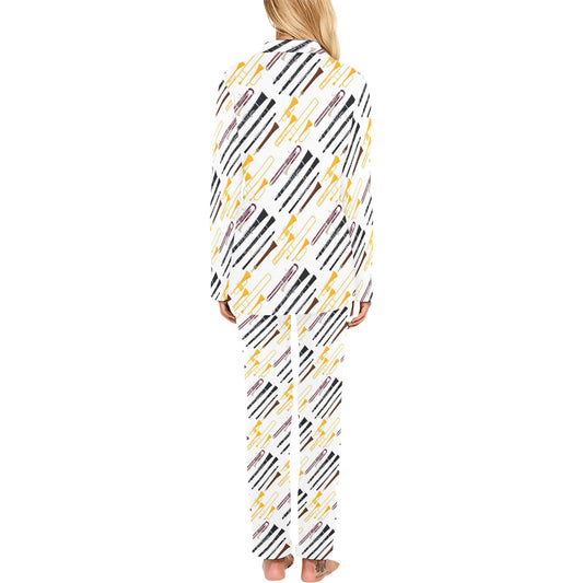 Clarinet Pattern Print Design 01 Women's Long Pajama Set