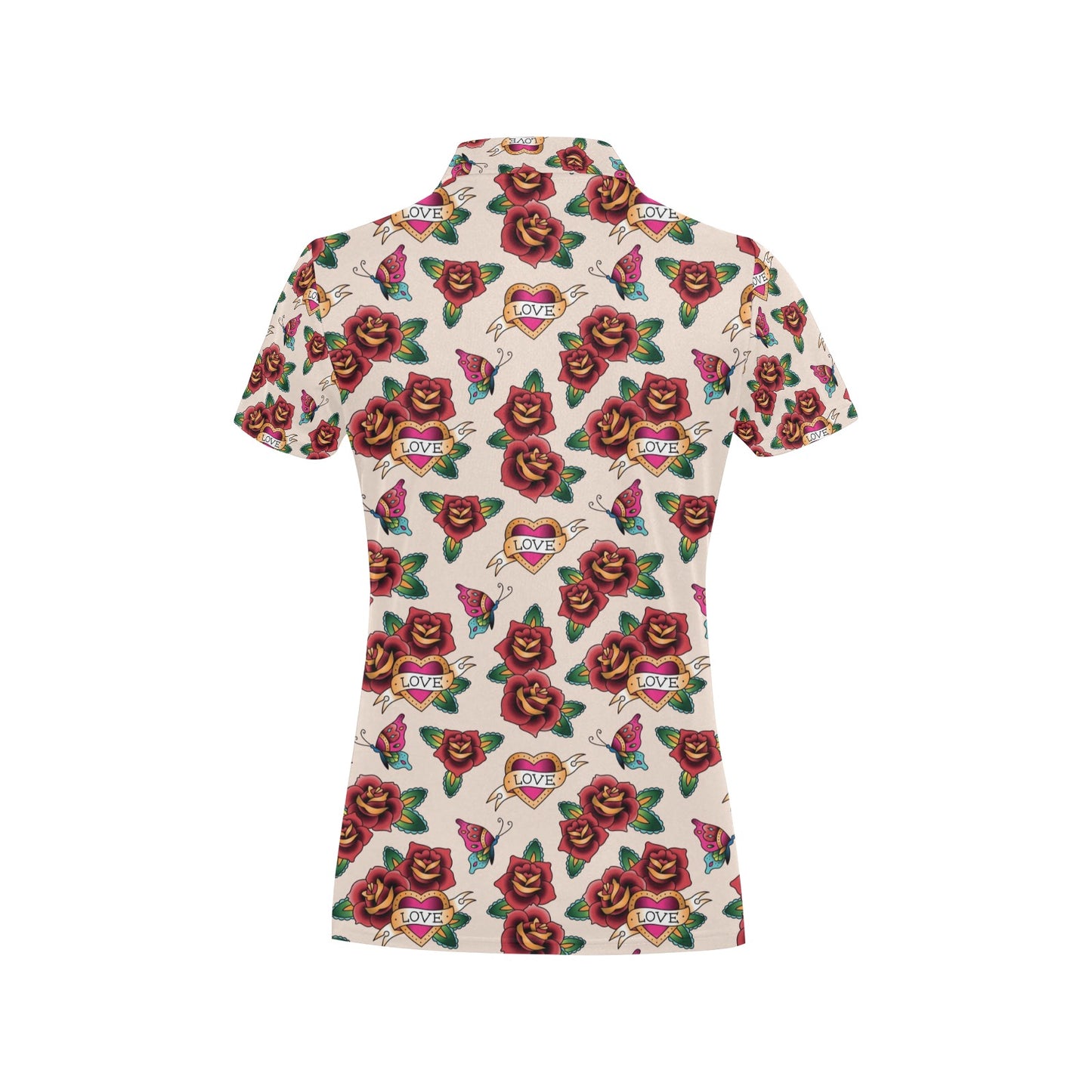 Tattoo Rose Print Design LKS302 Women's Polo Shirt