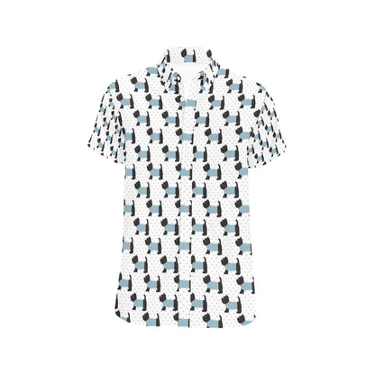 Scottish Terriers Print Design LKS3012 Men Short Sleeve Button Up Shirt