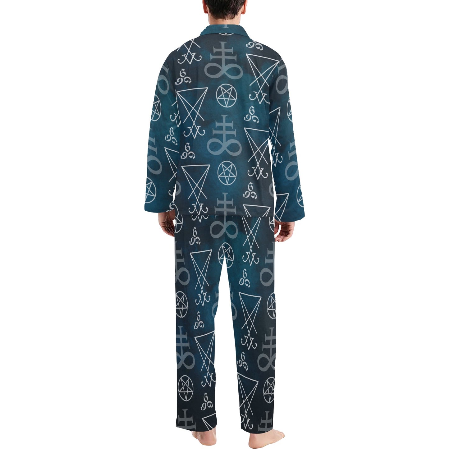 Pentagram Pattern Print Design A03 Men's Long Pajama Set