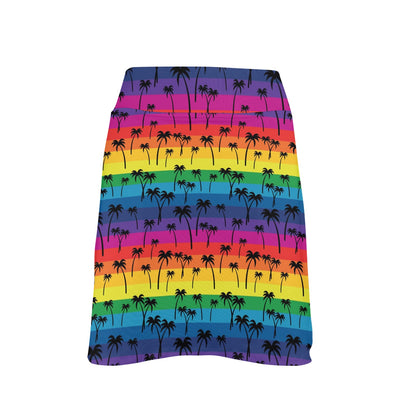 Palm Tree Rainbow Themed Print 17" Golf & Pickleball Skort with Pockets