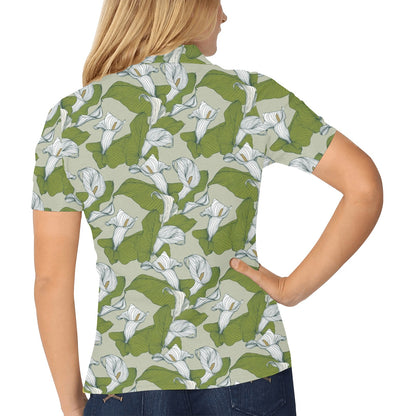 Lily Pattern Print Design LY08 Women's Polo Shirt