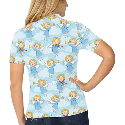 Angel Musician Pattern Print Design 09 Women's Polo Shirt