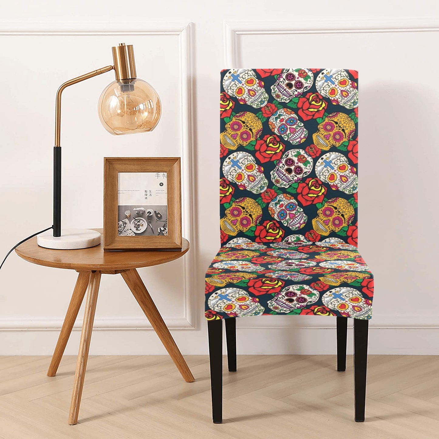 Sugar Skull Print Design LKS306 Dining Chair Slipcover