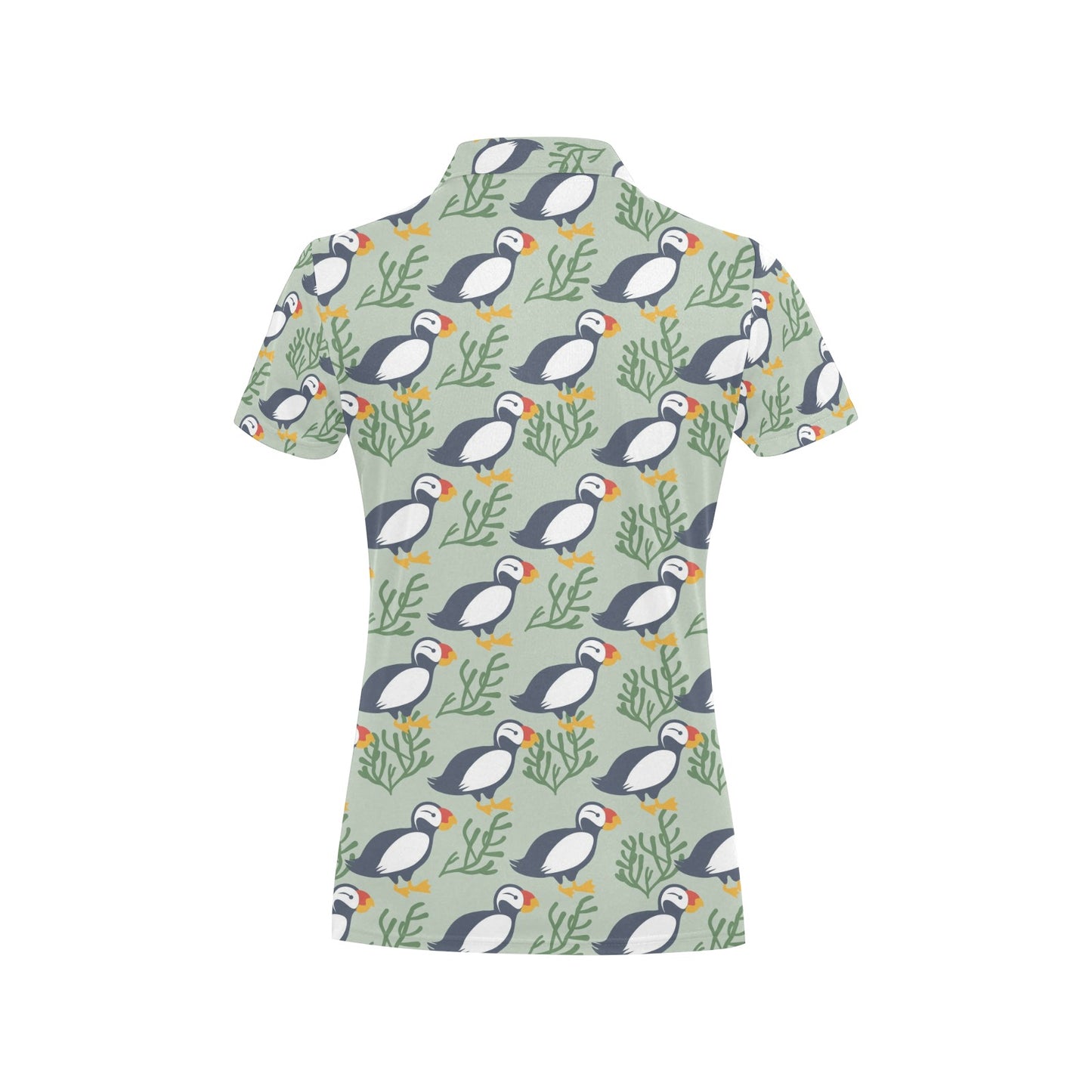 Puffin Pattern Print Design A04 Women's Polo Shirt