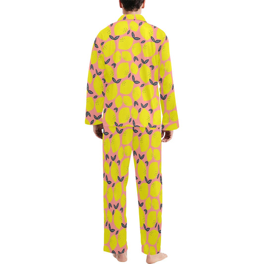 Lemon Pattern Print Design LM03 Men's Long Pajama Set