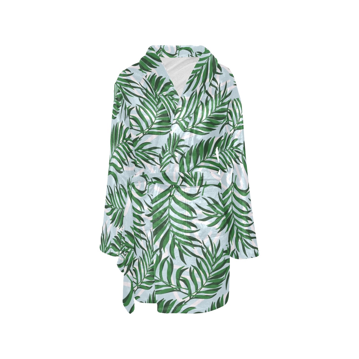 Palm Leaves Pattern Print Design PL06 Women's Fleece Robe