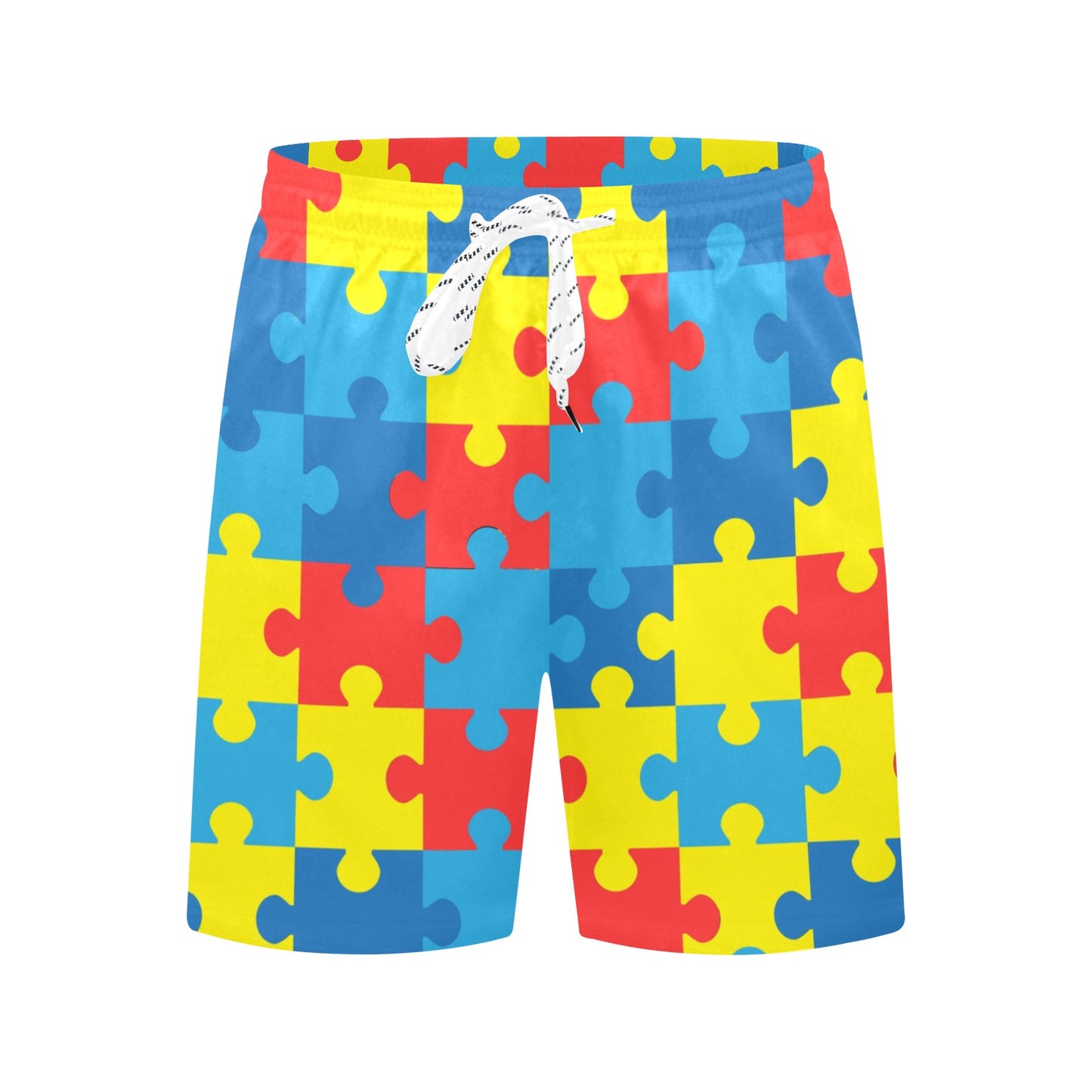 Autism Awareness Puzzles Design Print Men's Swim Trunks Beach Shorts