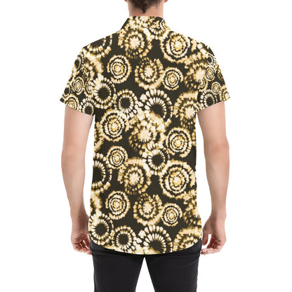 Tie Dye Print Design LKS307 Men Short Sleeve Button Up Shirt
