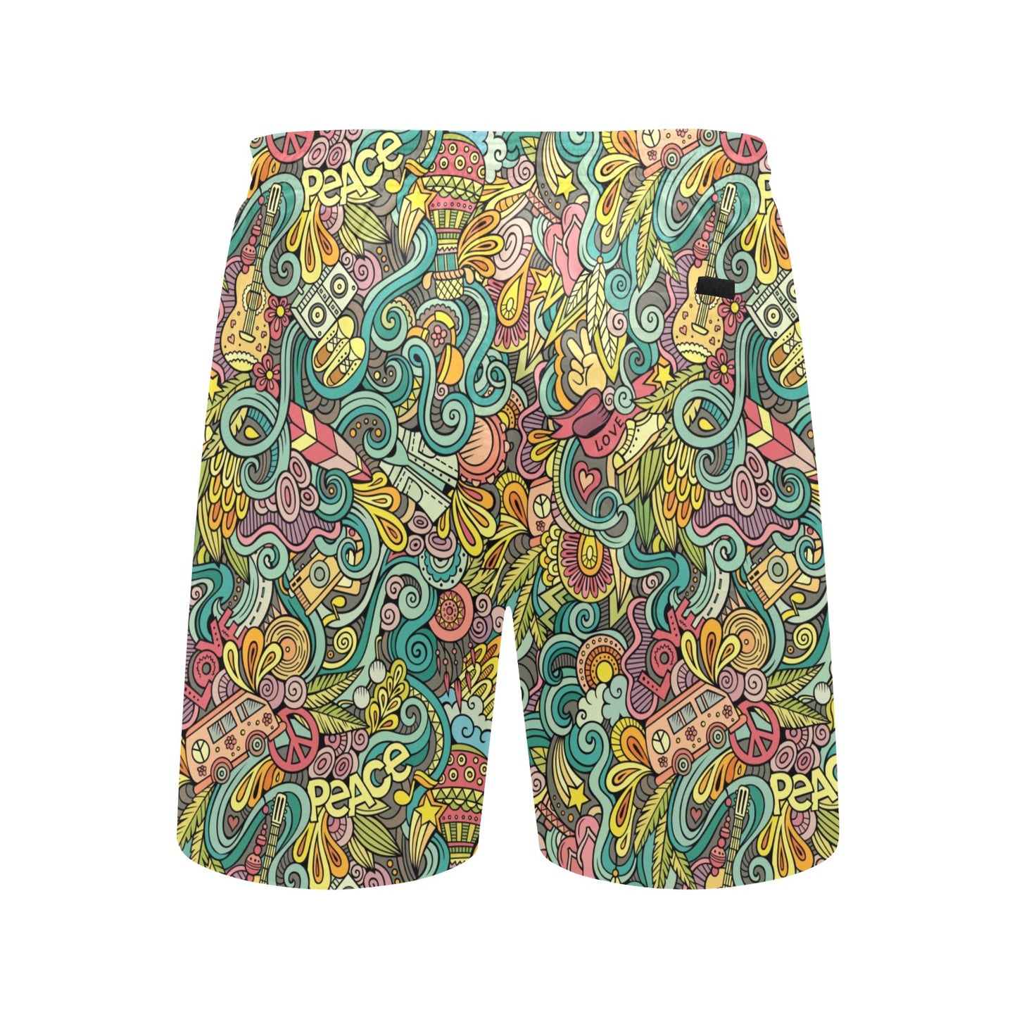Hippie Print Design LKS302 Men's Swim Trunks Beach Shorts