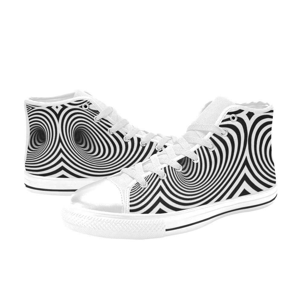 Vortex Print Design LKS303 Men's High Top Canvas Shoes