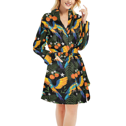 Macaw Pattern Print Design 03 Women's Fleece Robe