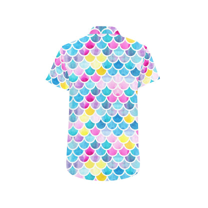 Scales Print Design LKS402 Men Short Sleeve Button Up Shirt
