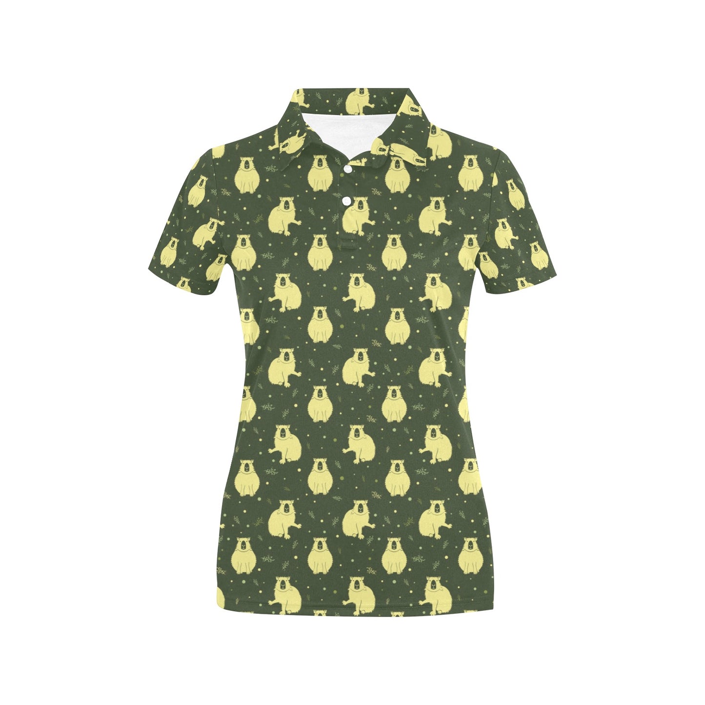 Capybara Pattern Print Design 03 Women's Polo Shirt
