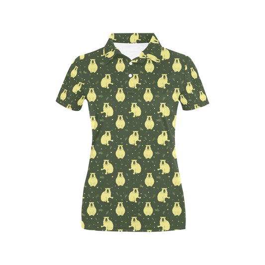 Capybara Pattern Print Design 03 Women's Polo Shirt