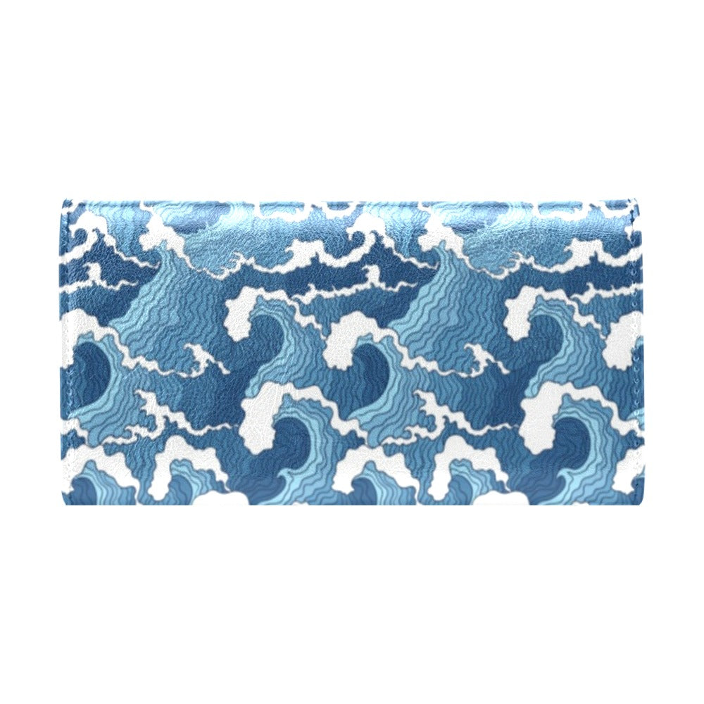 Wave Themed Pattern Print Women's Trifold Wallet