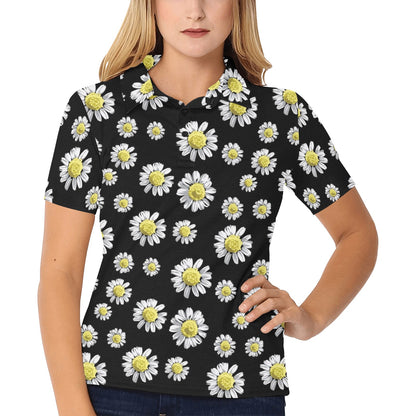 Daisy Pattern Print Design DS01 Women's Polo Shirt
