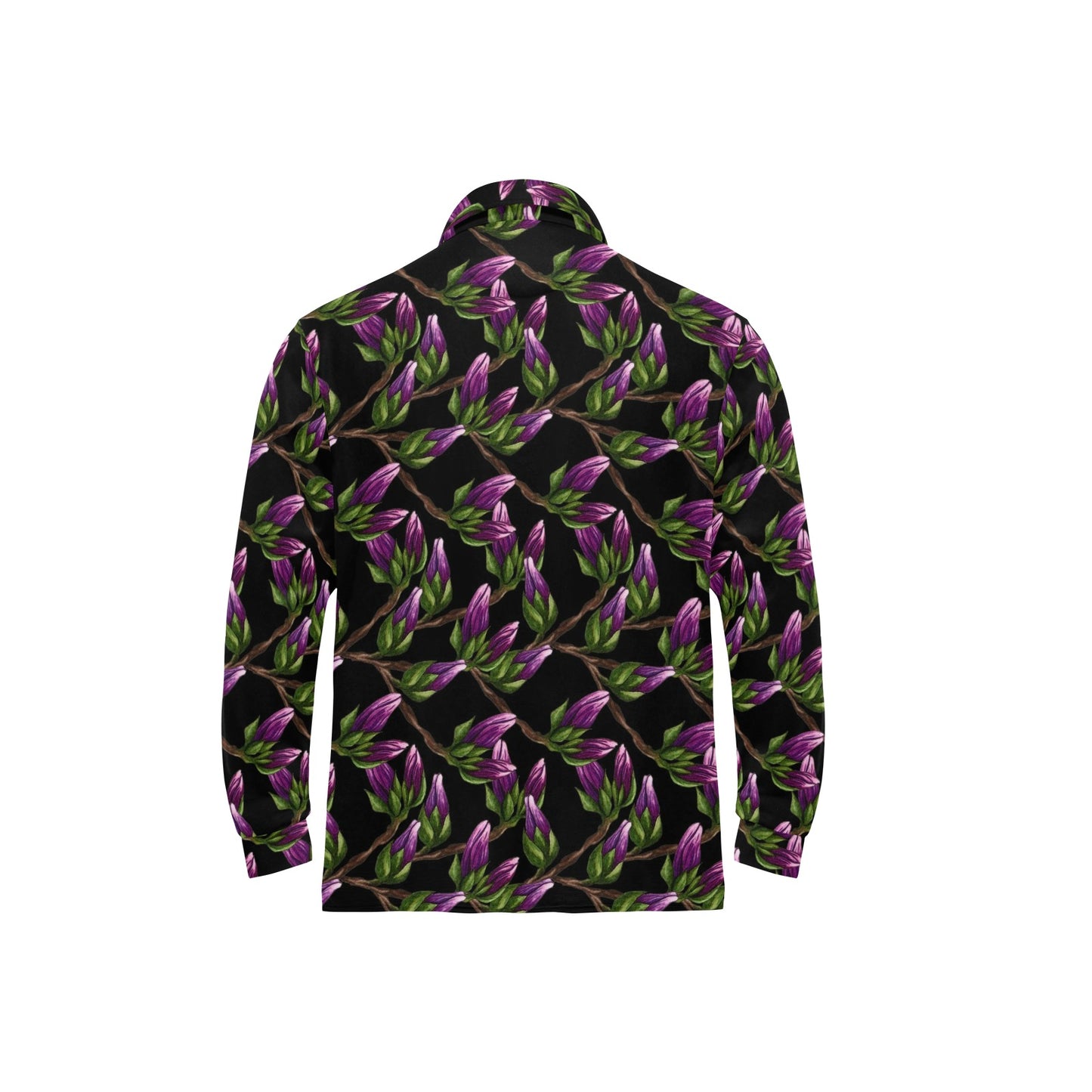 Magnolia Pattern Print Design MAG010 Long Sleeve Polo Shirt For Men's
