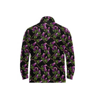 Magnolia Pattern Print Design MAG010 Long Sleeve Polo Shirt For Men's