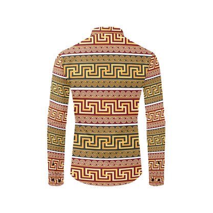 Ancient Greek Pattern Print Design LKS302 Men's Long Sleeve Dress Shirt