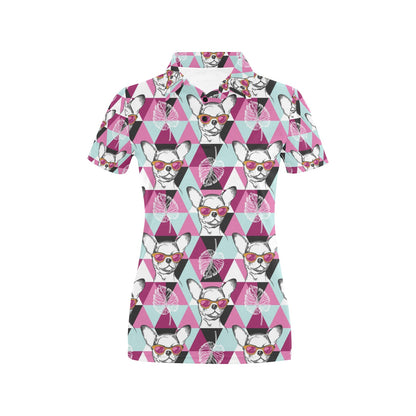 Chihuahua Cute Triangle Pattern Women's Polo Shirt