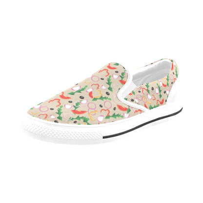 Salad Print Design LKS303 White Slip Ons Canvas Women's Shoes
