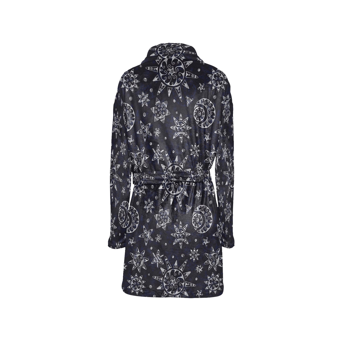 Sun Moon Pattern Women's Fleece Robe