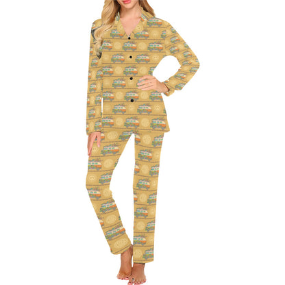 Hippie Van Print Design LKS304 Women's Long Pajama Set