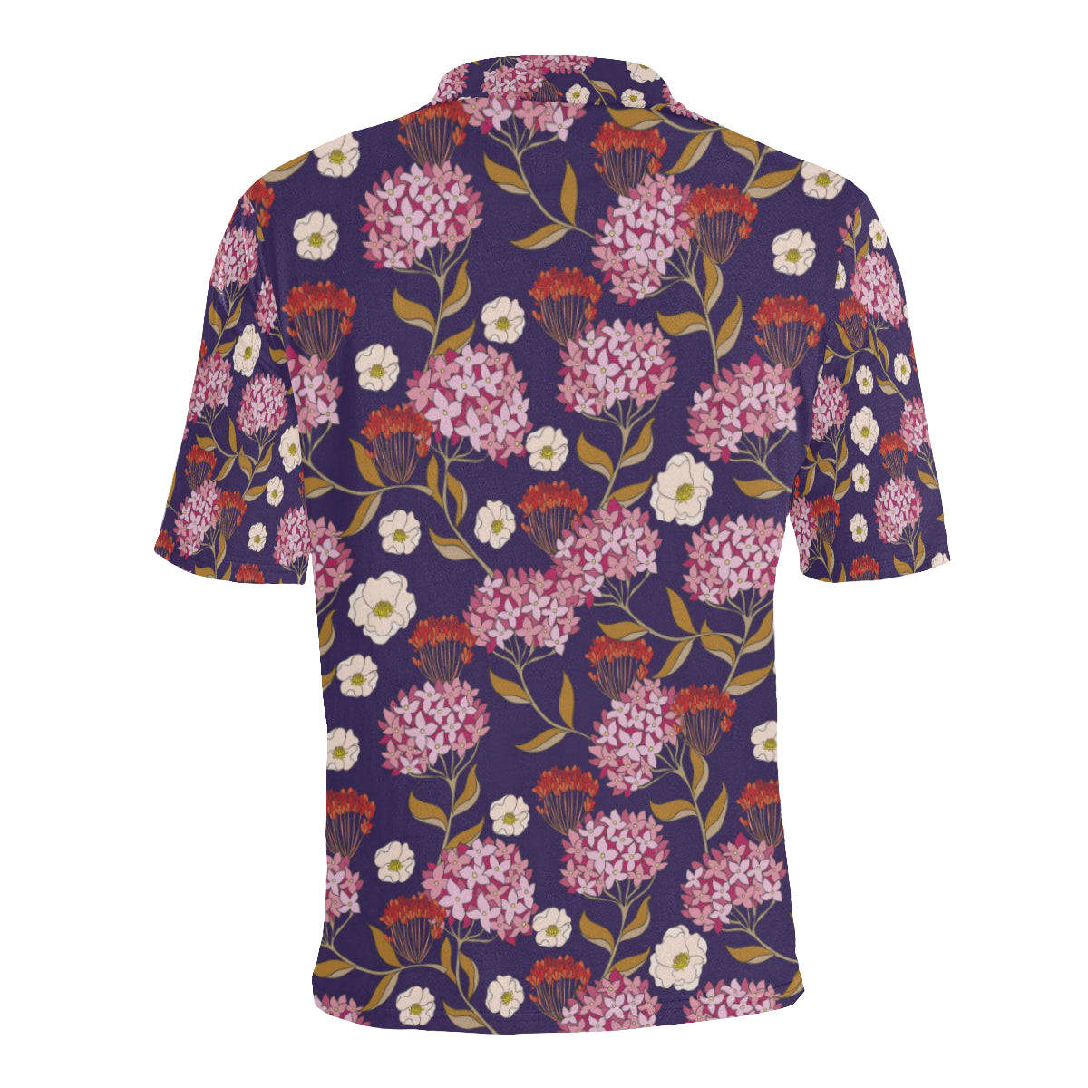 Hydrangea Pattern Print Design HD010 Men Polo Shirt