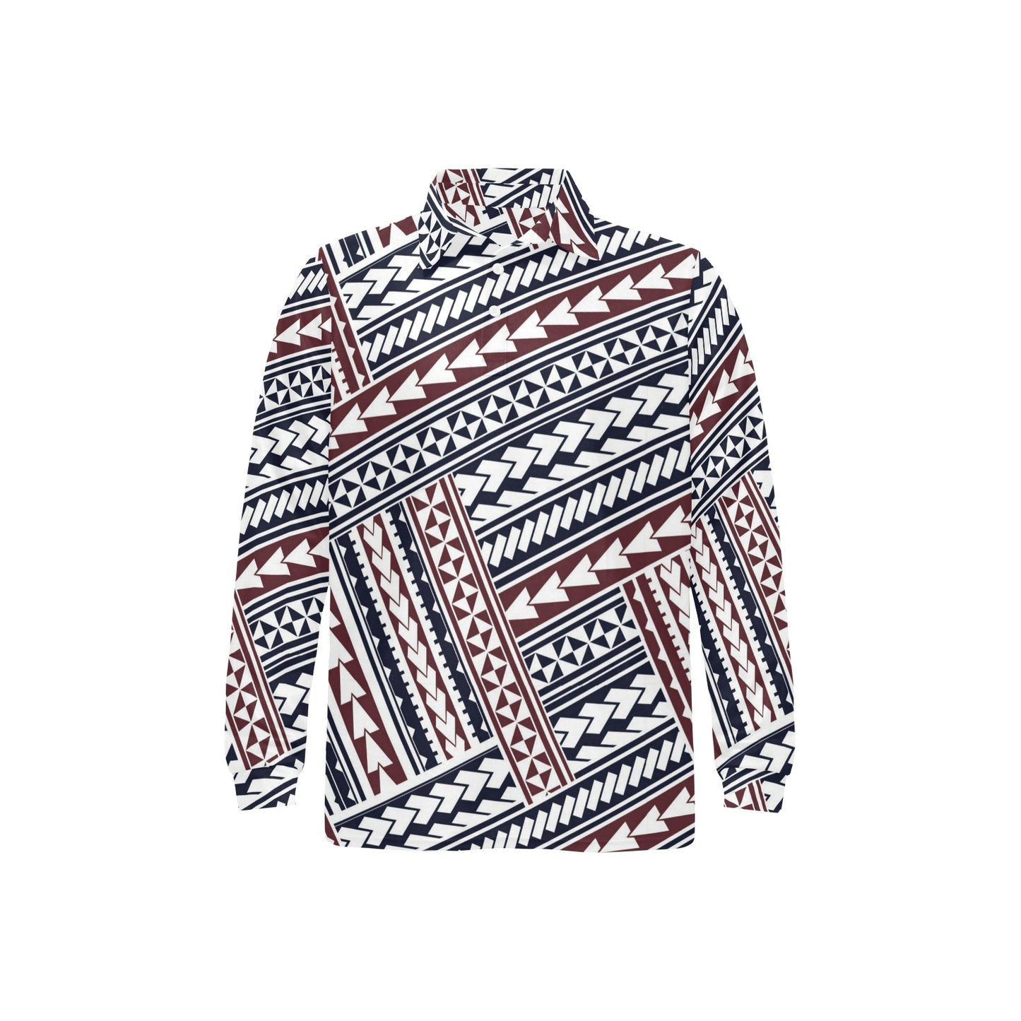 Polynesian Tribal line Long Sleeve Polo Shirt For Men's