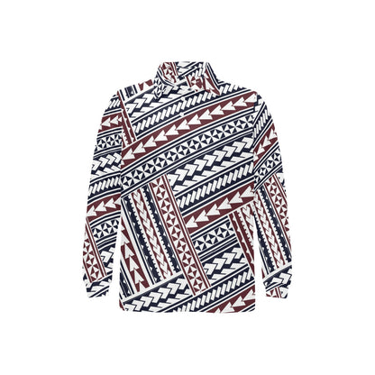 Polynesian Tribal line Long Sleeve Polo Shirt For Men's