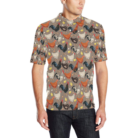Chicken Evolution Pattern Men Polo Shirt