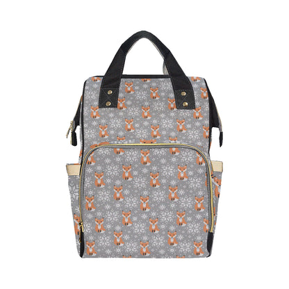 Knit Red Fox Pattern Print Design 02 Diaper Bag Backpack