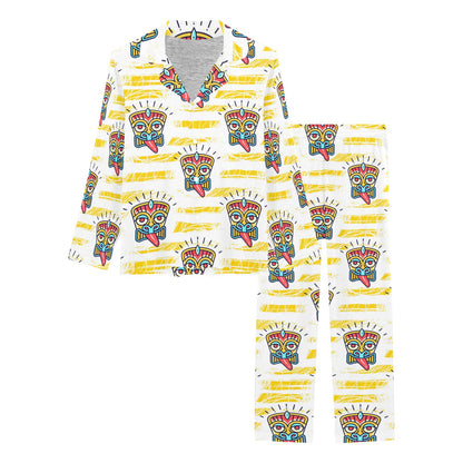Tiki Smile Mask Print Pattern Women's Long Pajama Set