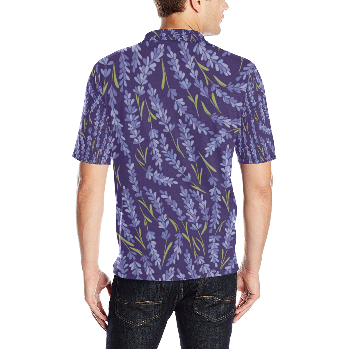 Lavender Pattern Print Design 03 Men Polo Shirt