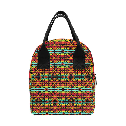Kente Red Design African Print Insulated Lunch Bag