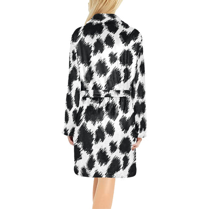 Cheetah Black Print Pattern Women's Fleece Robe