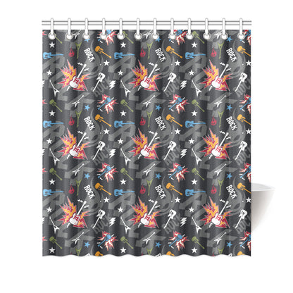 Rock and Roll Pattern Print Design A01 Shower Curtain